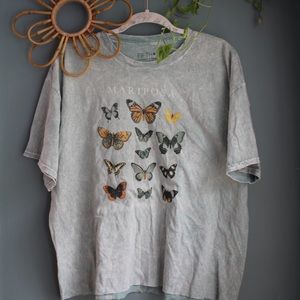 “Mariposa” Butterfly Oversized Acid Wash Tee